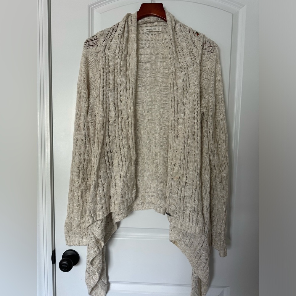 Abercrombie & Fitch Cream Open Front Cardigan